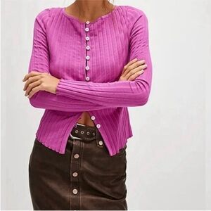 Free People Tilly Long-Sleeve. Cardigan. Spring Bud Pink. Medium